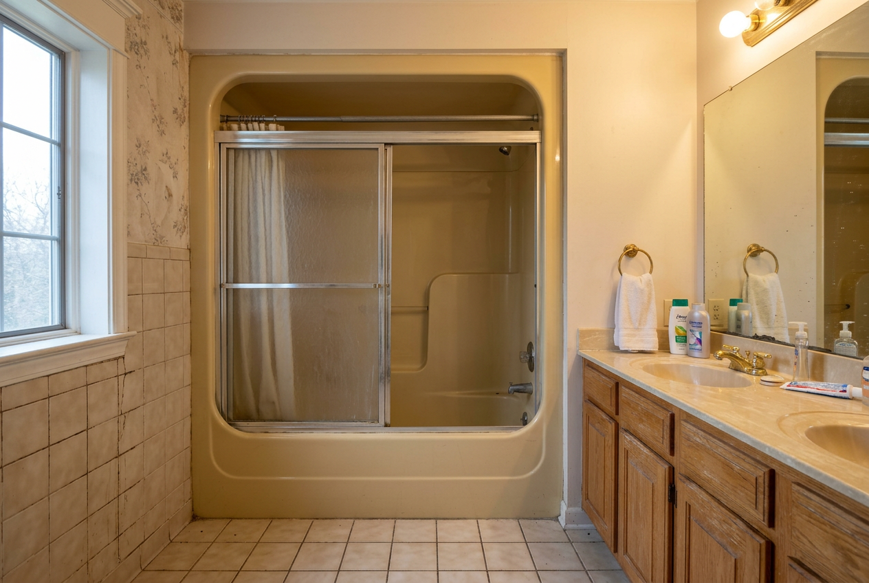 Cramped Tub Bath → Walk-In Spa before
