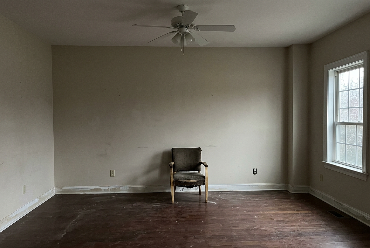 Blank Wall To Coffered Built-Ins before